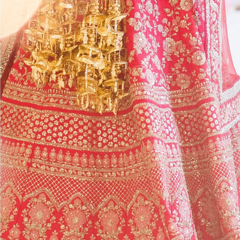 Sabyasachi copy lehnga in crimson red color. - Picture 10 of 11